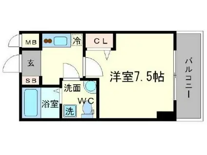 メインステージ西天満TSスクエア(1K/2階)の間取り写真