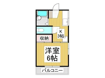 サンフラワーB棟(1K/1階)の間取り写真