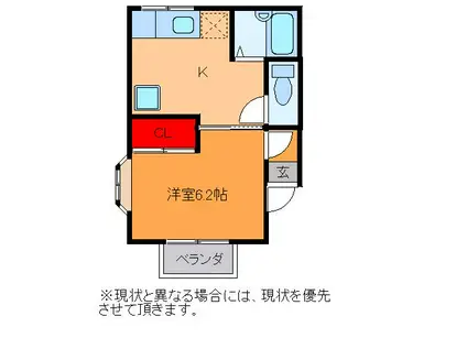 メゾンフジ(1K/2階)の間取り写真