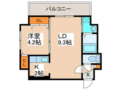 グランドジョラス美園(1LDK/9階)の間取り写真