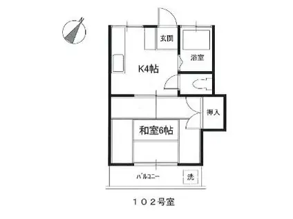 第3スミレコーポ(1K/1階)の間取り写真