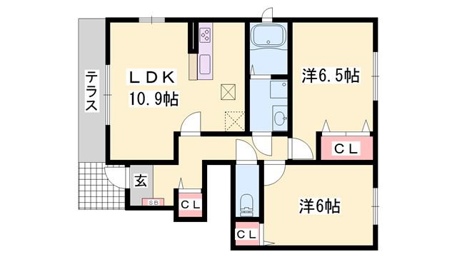 カモミールIII A(2LDK/1階)の間取り写真