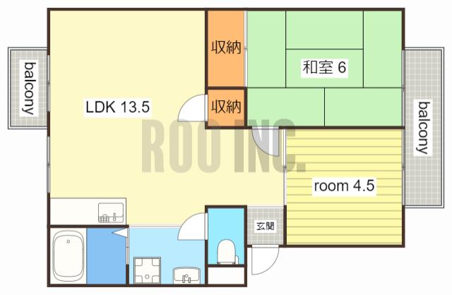 ハイツボヌール(2LDK/2階)の間取り写真