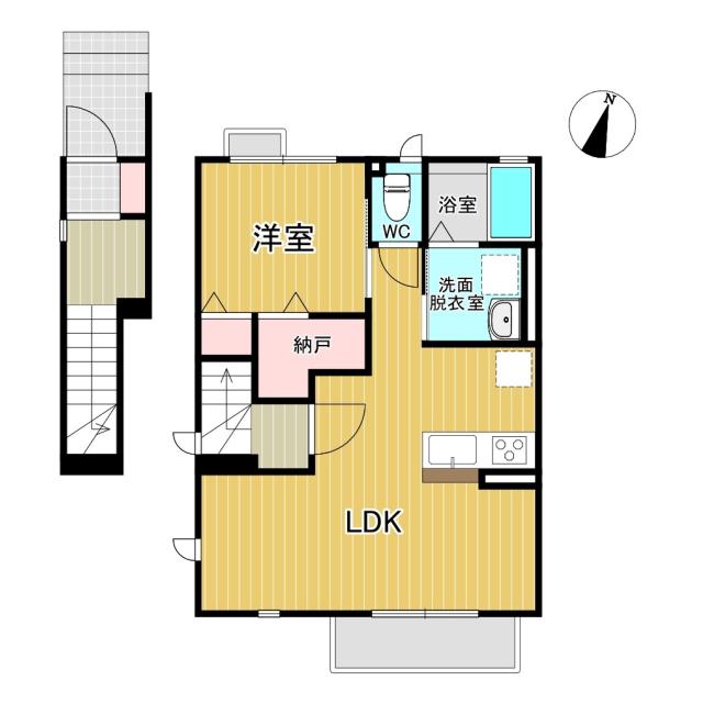 LIEN-C(1LDK/2階)の間取り写真