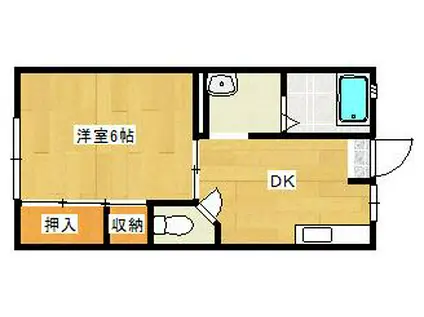 さくらハウスB棟(1DK/2階)の間取り写真