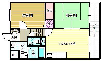 メゾン山下(2DK/3階)の間取り写真