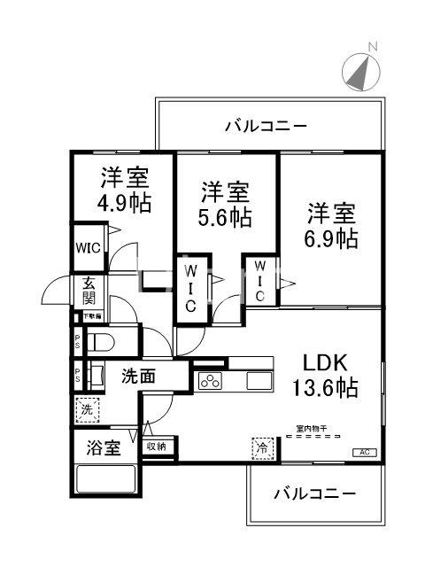 リベルテ四条梅津(3LDK/3階)の間取り写真