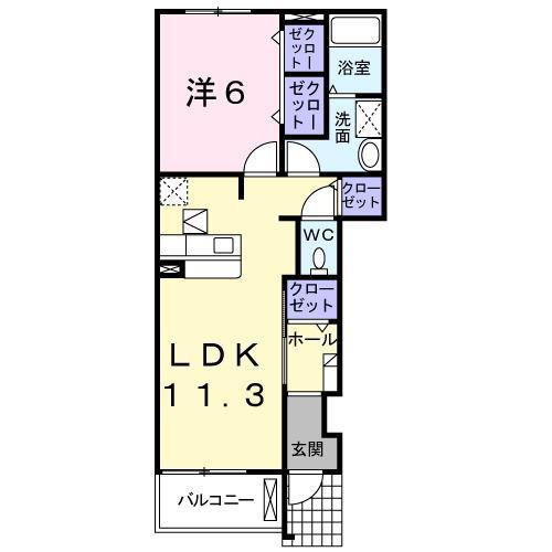 ベルポート・ガーラ(1LDK/1階)の間取り写真