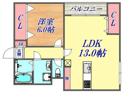メゾンドセラビ(1LDK/4階)の間取り写真
