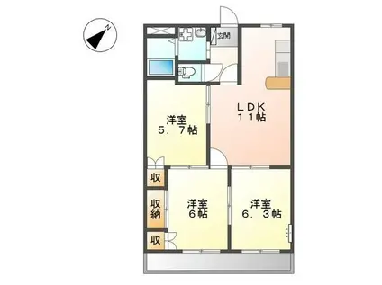 エランドールII(3LDK/2階)の間取り写真