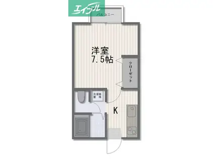 プレステージH・K(1K/2階)の間取り写真