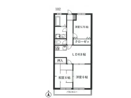ロイヤルレジデンス(3LDK/1階)の間取り写真