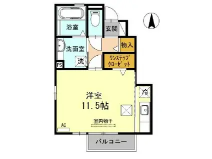 ピアラ壱番館(ワンルーム/1階)の間取り写真