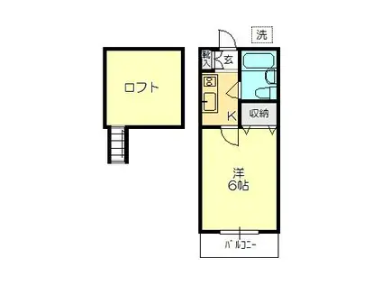 花小金井ロイヤルコーポ(1K/2階)の間取り写真