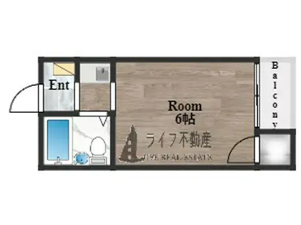 ハーモニーハイツ花園東(ワンルーム/3階)の間取り写真