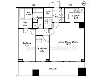 ナビューレ横浜タワーレジデンス(2LDK/40階)の間取り写真