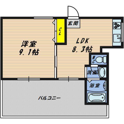 シャトー中島別館(1LDK/5階)の間取り写真