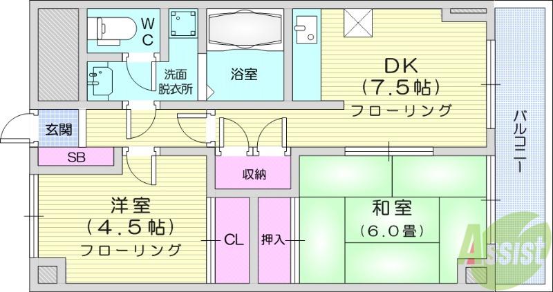 ロイヤルヒルズ柳生Ⅱ(2DK/3階)の間取り写真