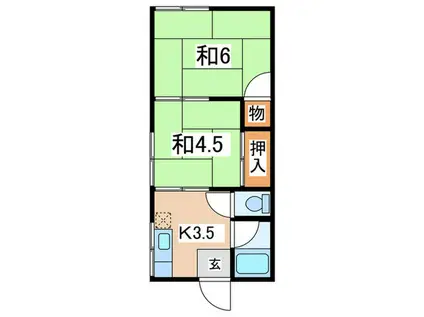 ハイツななみ(2K/2階)の間取り写真