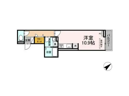 D-ROOM沖野上II(ワンルーム/2階)の間取り写真