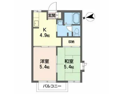 グランパティオ北上B(2K/2階)の間取り写真