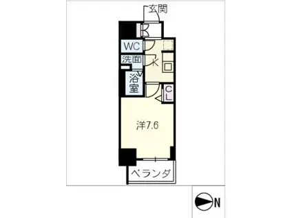 SHOKEN RESIDENCE名古屋 太閤通(1K/4階)の間取り写真