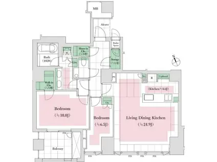 パークマンション鳥居坂(2LDK/1階)の間取り写真