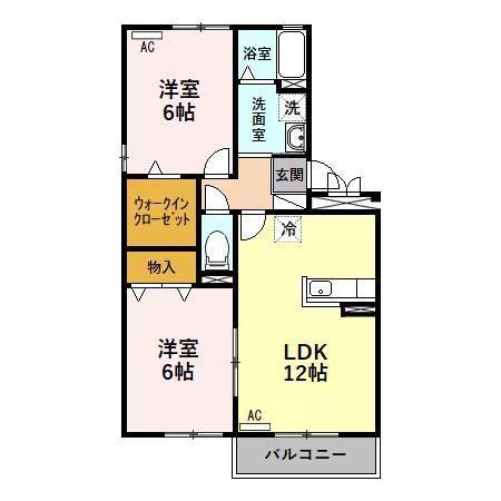 ルミエールA(2LDK/3階)の間取り写真