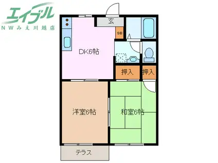 ラ・サンテ里中(2DK/1階)の間取り写真