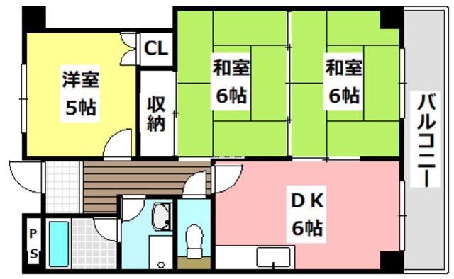 エクセル樋下(3DK/3階)の間取り写真