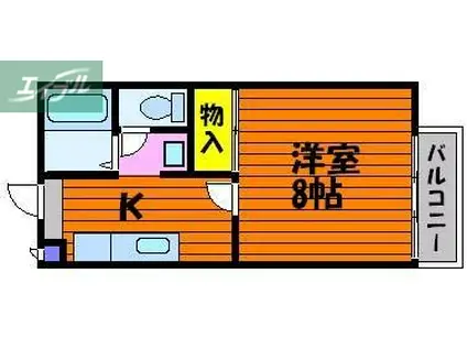 GB奥田(1K/2階)の間取り写真