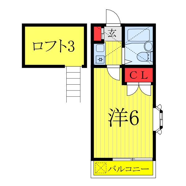 RハイツK2(1K/2階)の間取り写真