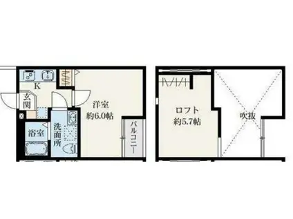 フェイストハイツ 大和田(1K/1階)の間取り写真