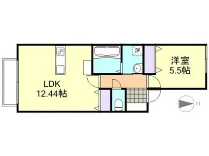アルカンジュ四十瀬II(1LDK/1階)の間取り写真