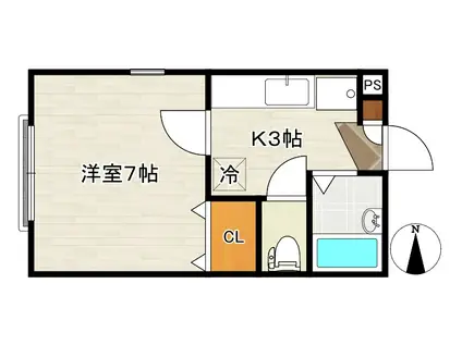 ポーロニア上杉II(1K/1階)の間取り写真