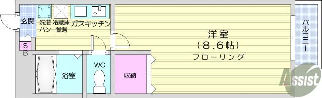 宮町クレストマンション(1K/2階)の間取り写真