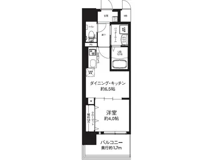 エグゼ大阪CITYオースティン(1DK/4階)の間取り写真