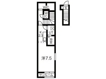 CRECIA(1K/2階)の間取り写真