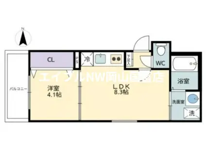 RIVER CITY 西川原(1LDK/3階)の間取り写真