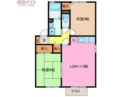 ヴェールパルク(2LDK/1階)の間取り写真