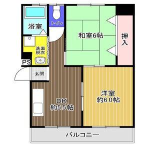 コーポよもぎ(2DK/3階)の間取り写真