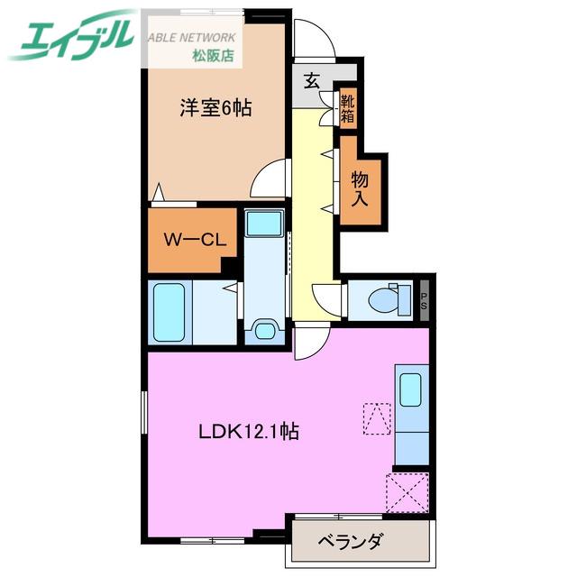 サンエイト(1LDK/1階)の間取り写真