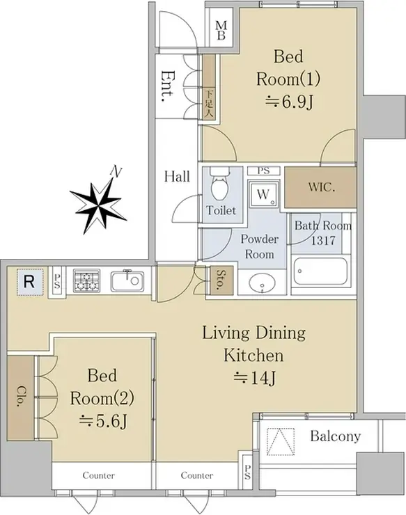 デューク・スカーラ日本橋 7階階 間取り