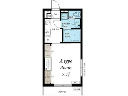 リブリ・垳(1K/2階)の間取り写真