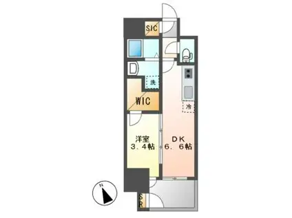 エステムコート名古屋新栄IVネスト(1DK/8階)の間取り写真