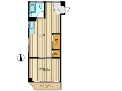 越川ビル(1LDK/3階)の間取り写真