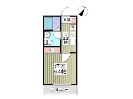 アキノワール(1K/1階)の間取り写真
