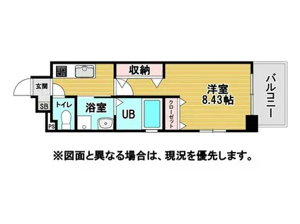 アクシオ北九州III(1K/2階)の間取り写真