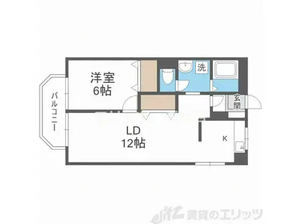 グリースシャトー桃山台(1LDK/3階)の間取り写真