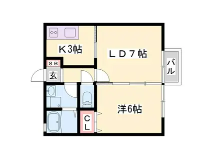 クリアコート(1LDK/1階)の間取り写真